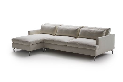 Dave Sofa fix mit Chaiselongue in Stoff