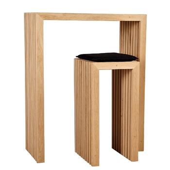 Stehtisch mit Hocker aus Eichenlamellen