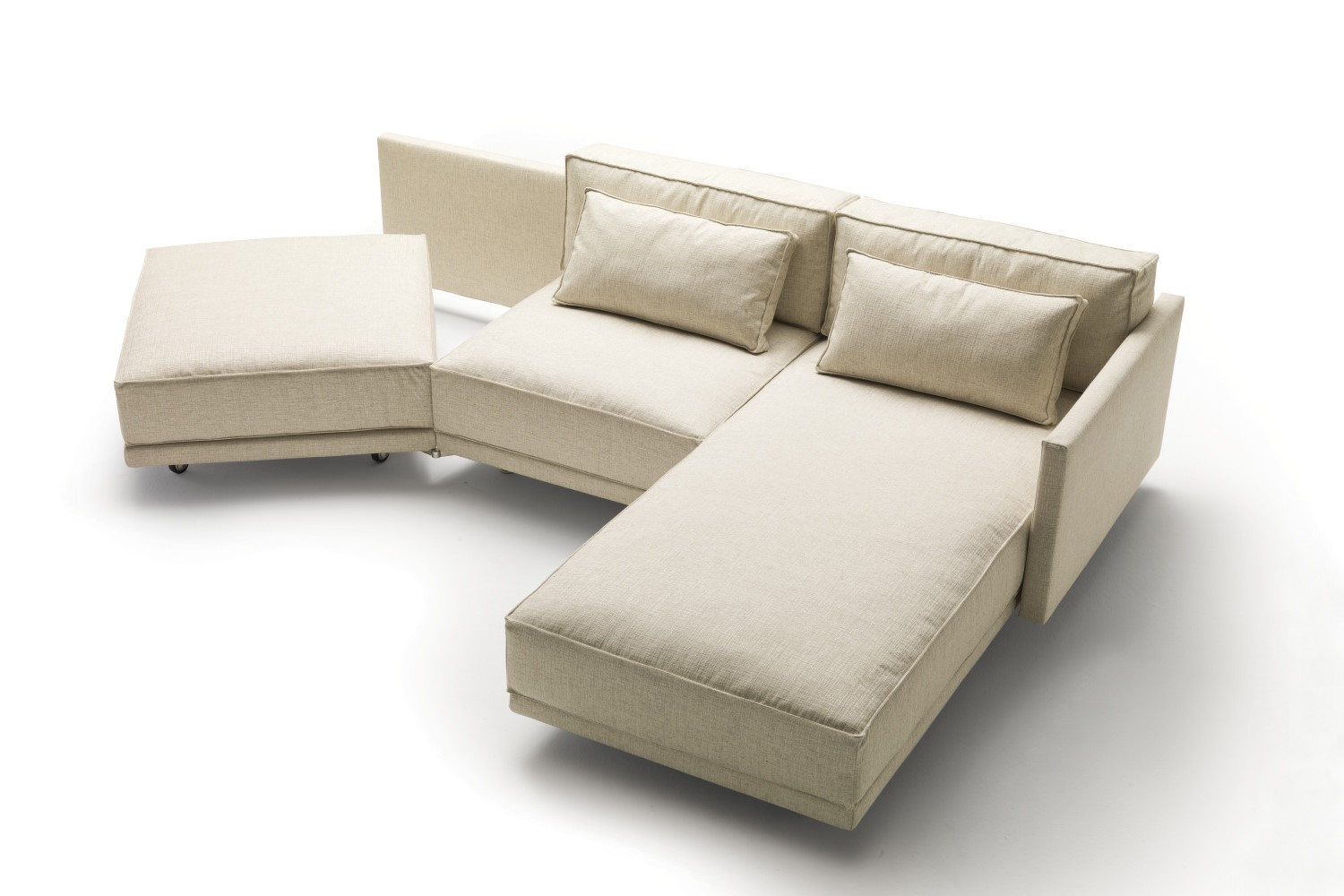 Sofa mit Chaiselongue in Leder